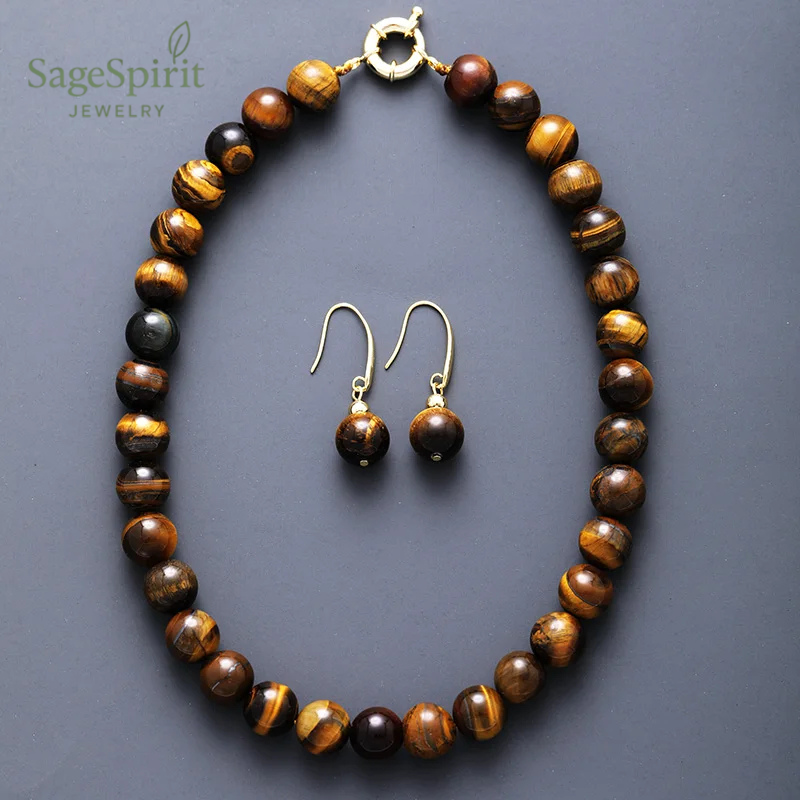 Bold Spirit Tiger Eye Necklace/Earrings