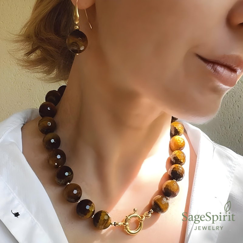 Bold Spirit Tiger Eye Necklace/Earrings