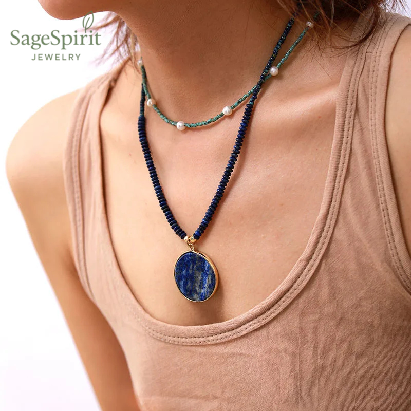Celestial Lapis Pendant Necklace