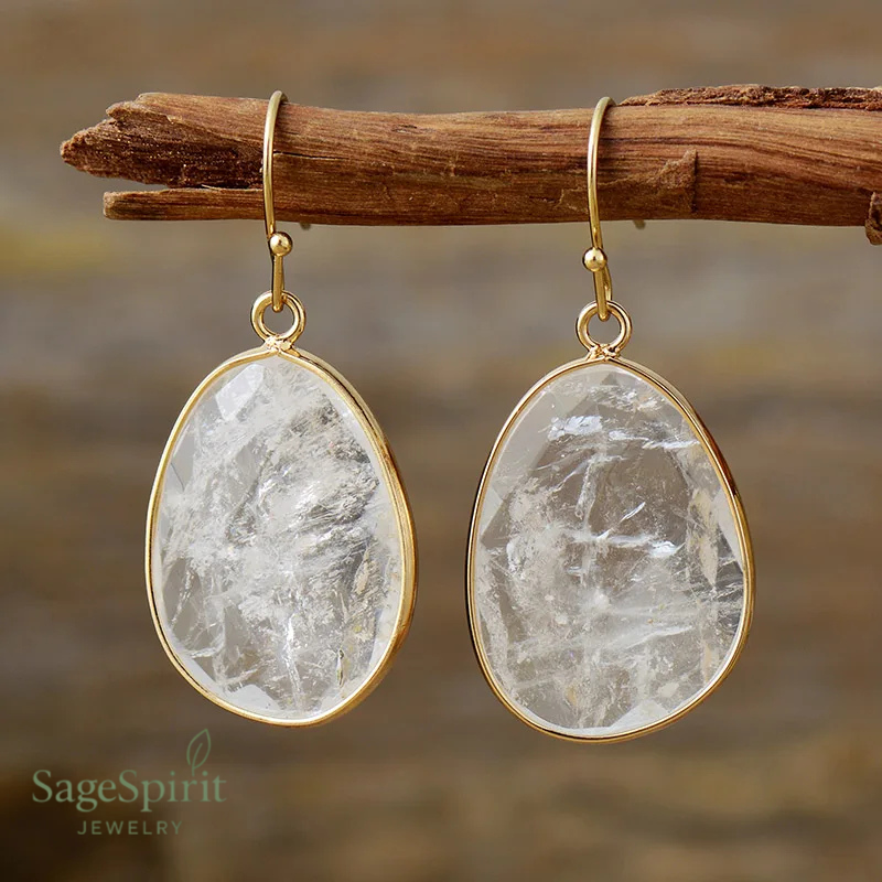 Clear Quartz Drop of Light Earrings