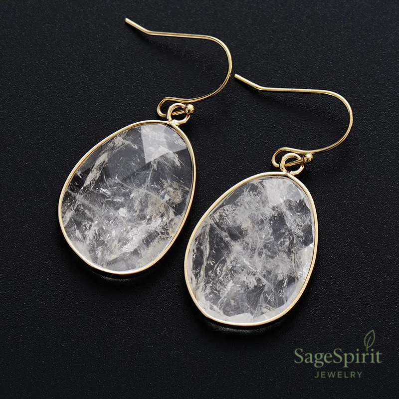 Clear Quartz Drop of Light Earrings
