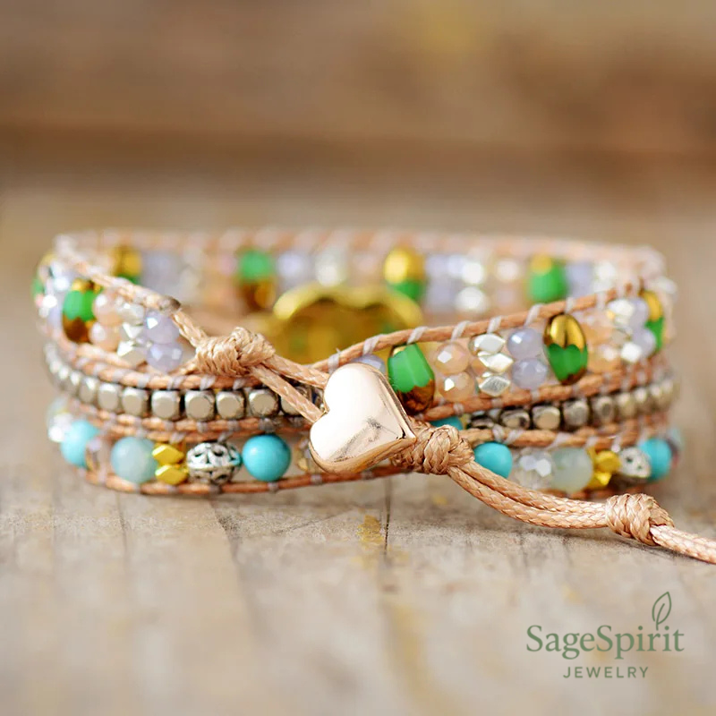 Green Kindred Heart Wrap Bracelet