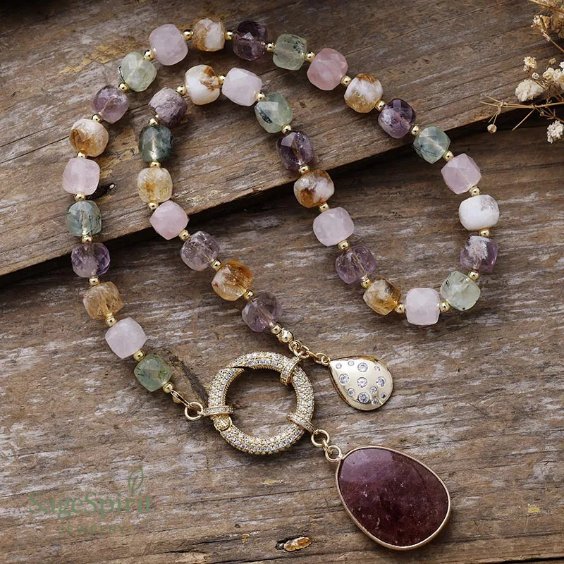 Quartz Light Lariat Necklace