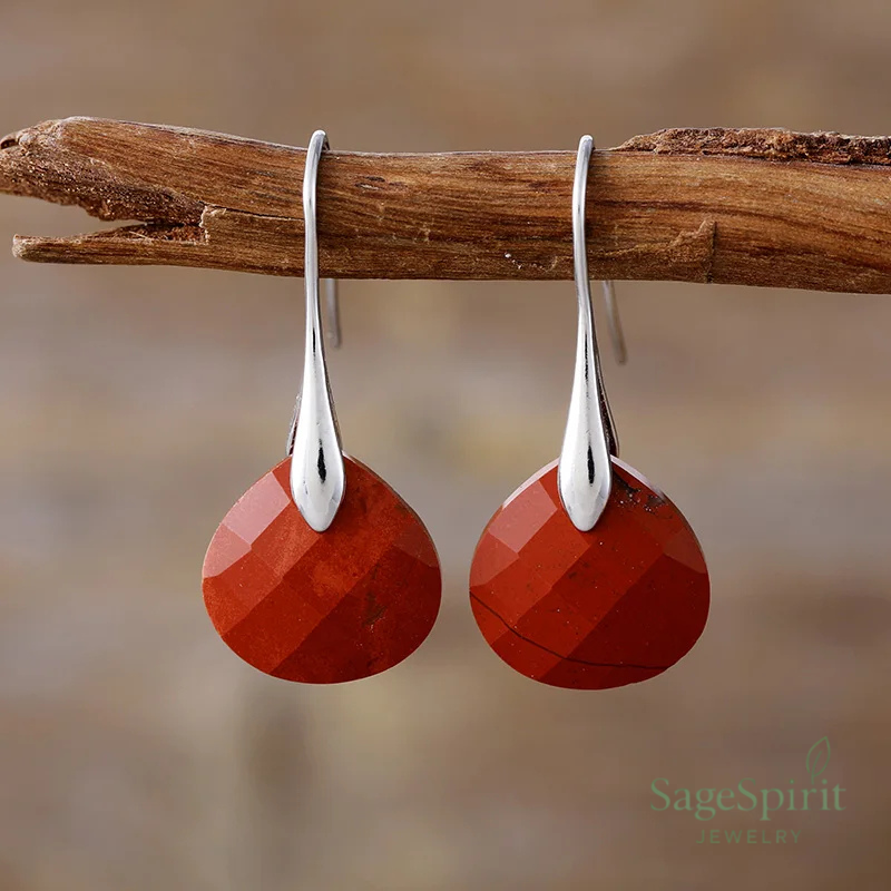 Red Jasper Dew Drop Earrings