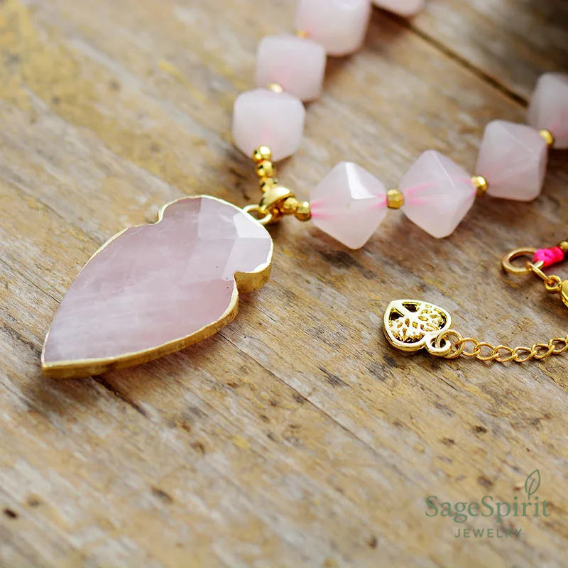 Rose Quartz Cone Love Necklace
