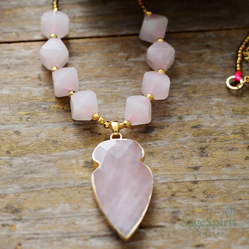 Rose Quartz Cone Love Necklace