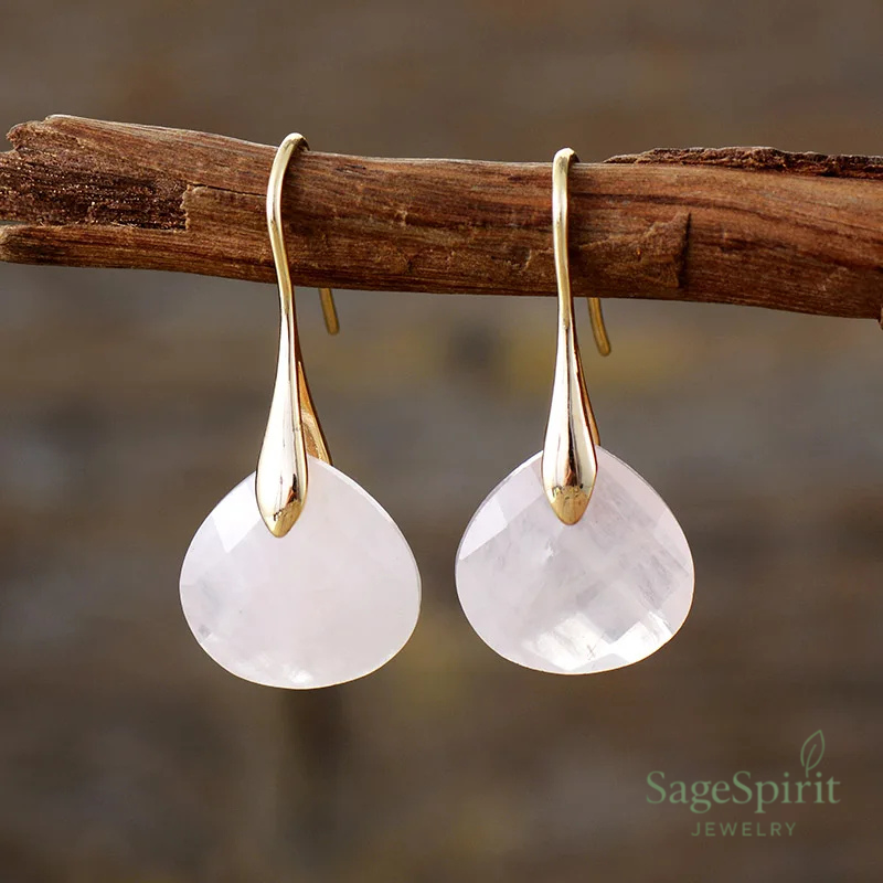Rose Quartz Dew Drop Earrings