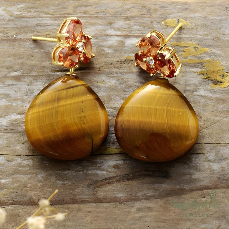 Tiger Eye Glow Dangle Earrings