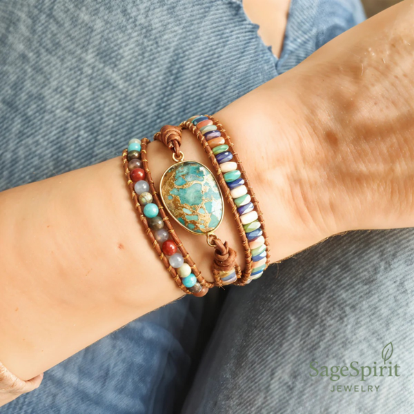 Turquoise & Onyx Harmony Wrap Bracelet