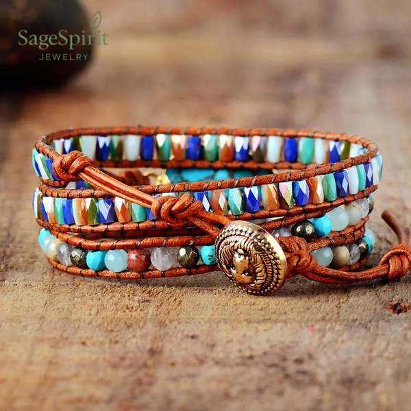 Turquoise & Onyx Harmony Wrap Bracelet