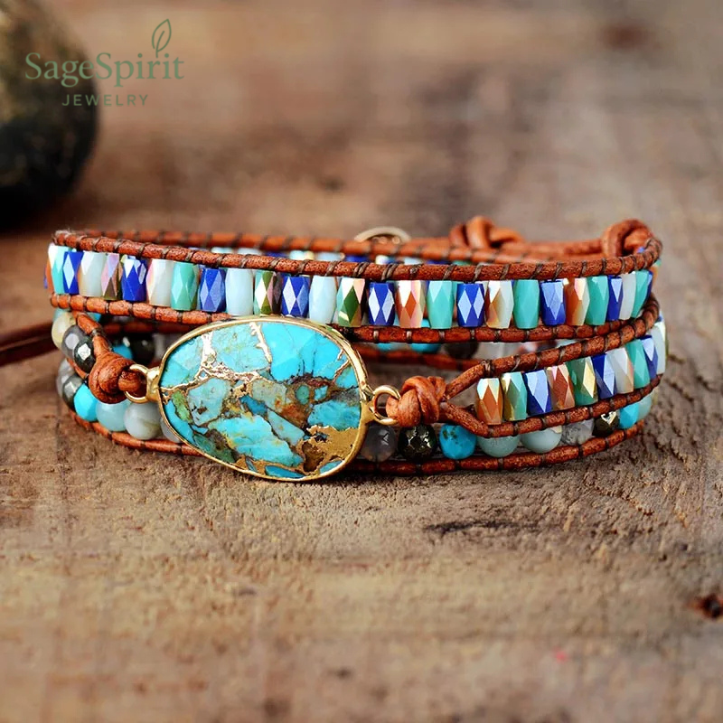 Turquoise & Onyx Harmony Wrap Bracelet