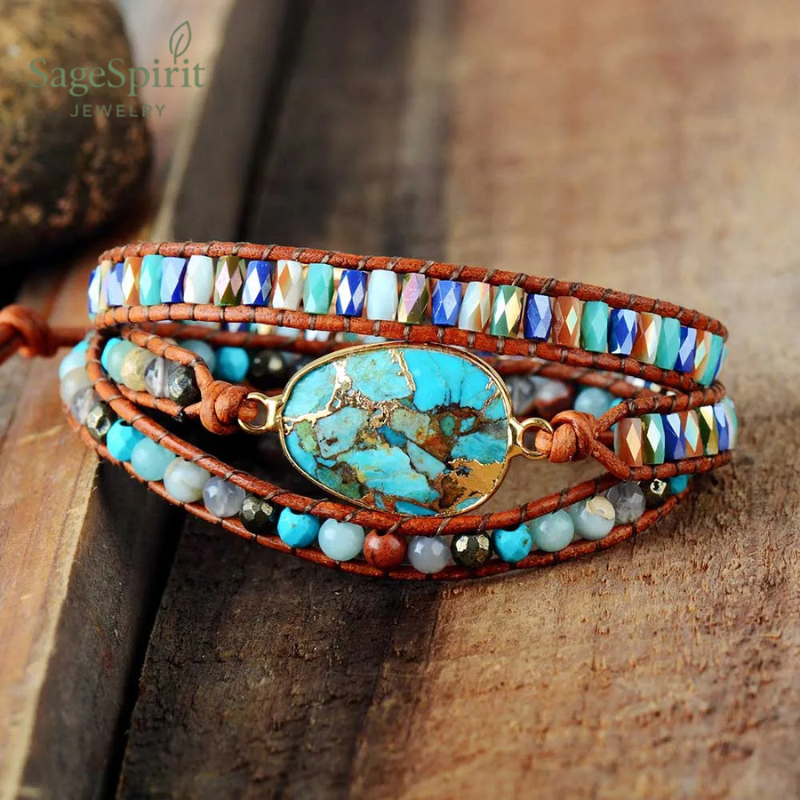 Turquoise & Onyx Harmony Wrap Bracelet
