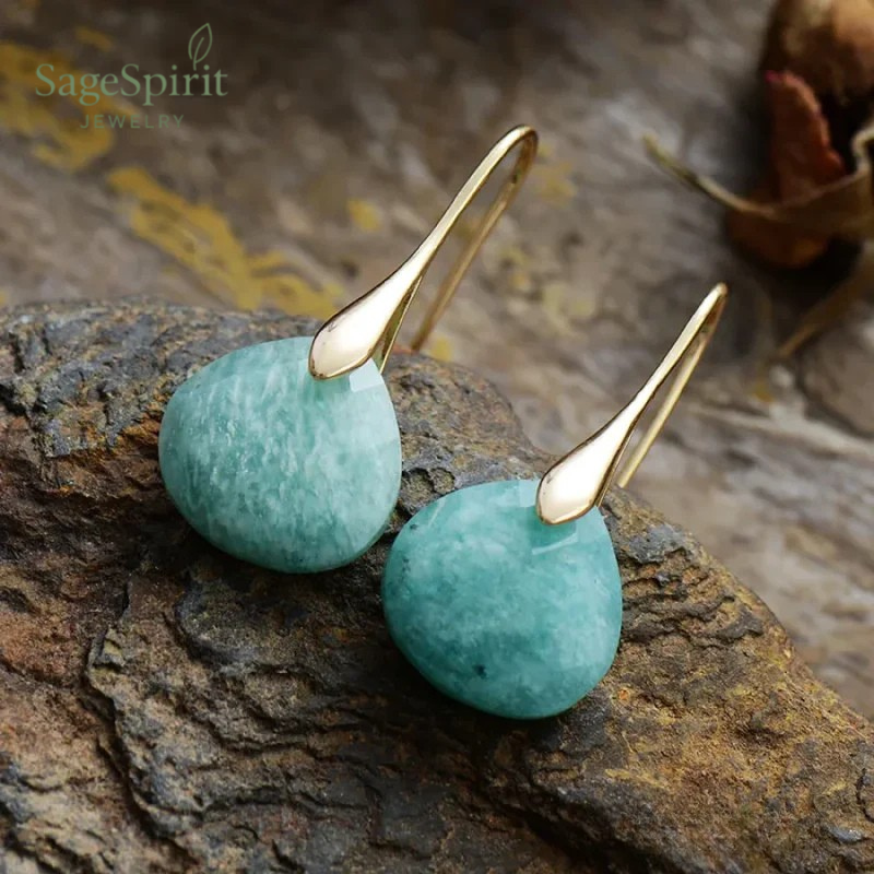 Amazonite Dew Drop Earrings