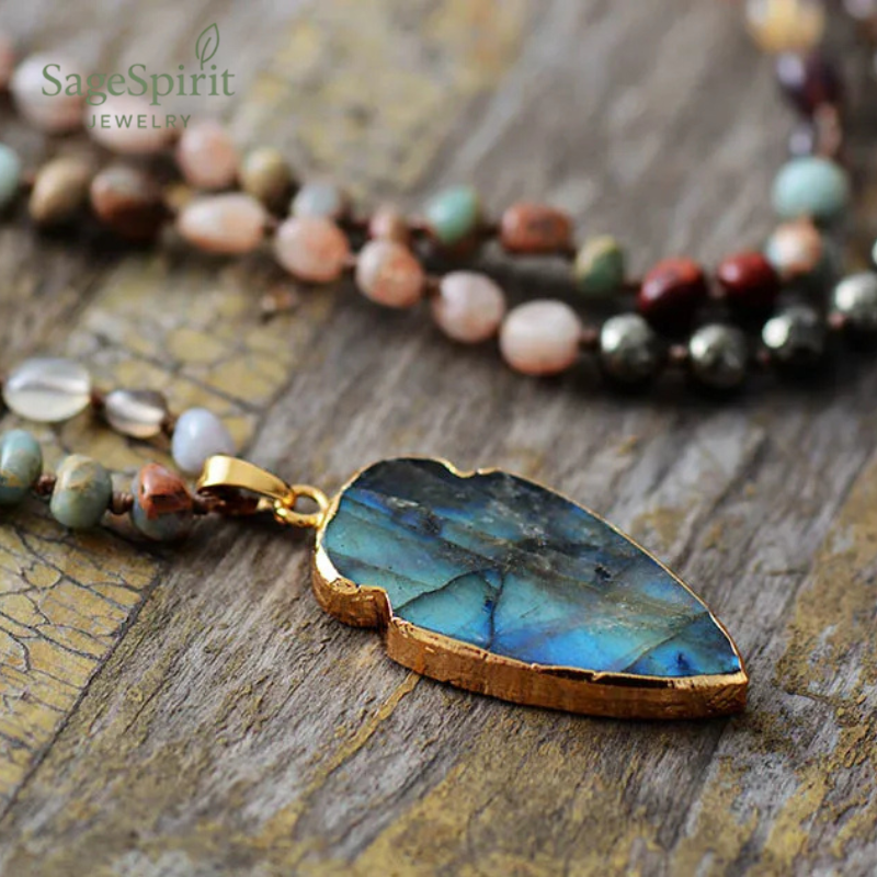 Strawberry Quartz & Labradorite Soul Drop Necklace