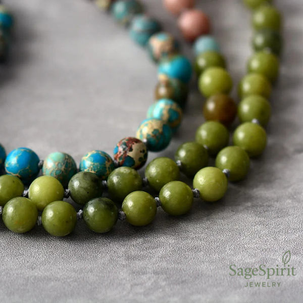Tranquility Mala Necklace – 108 Beads of Agate, Jasper & Reiki Energy