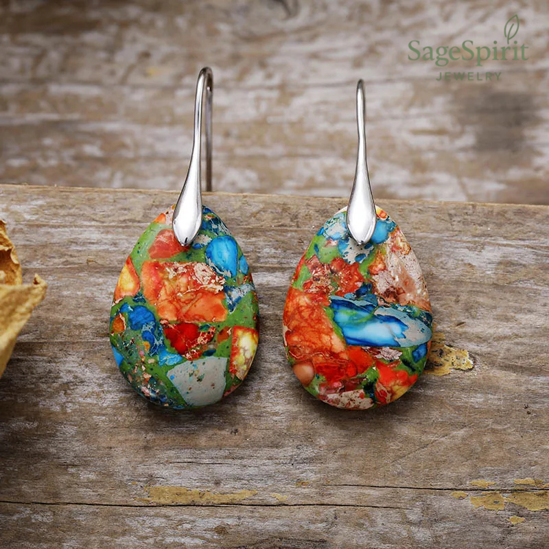 Sea Sediment Jasper Drop Earrings