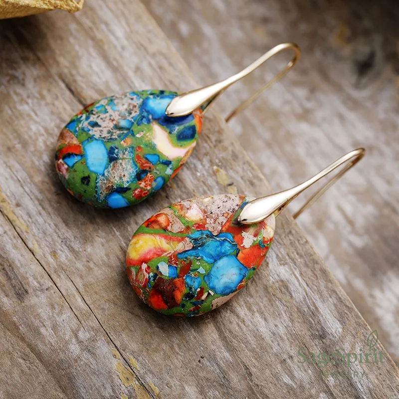 Sea Sediment Jasper Drop Earrings