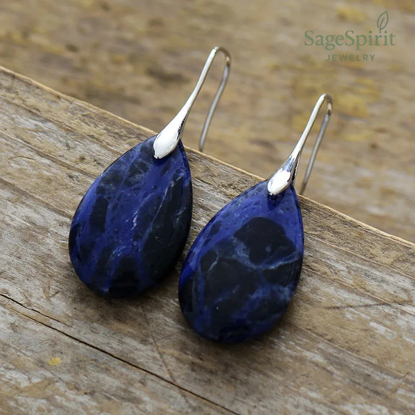 Celestial Sodalite Teardrop Earrings