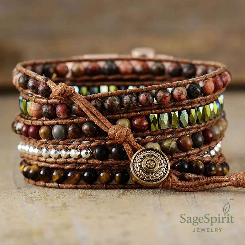 Tiger’s Grounding Wrap – 5X Natural Stone Apple Watch Band