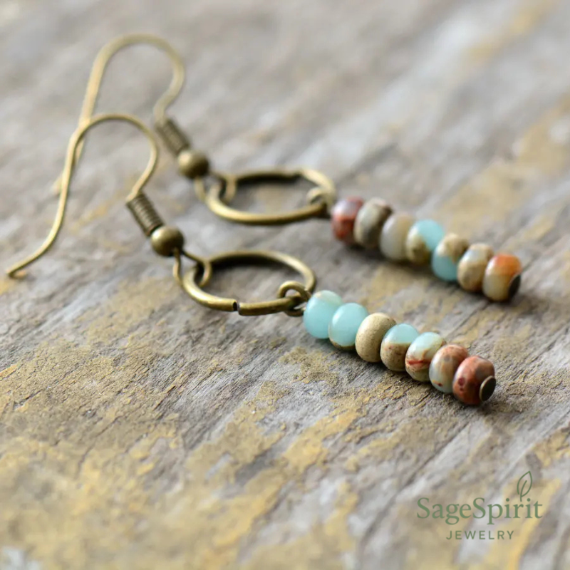 King Jasper Ethnic Circle Earrings