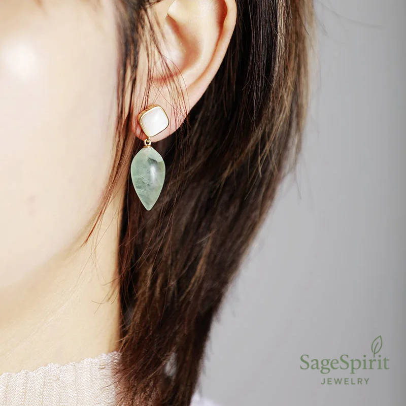 Golden Quartz Shell Drop Earrings