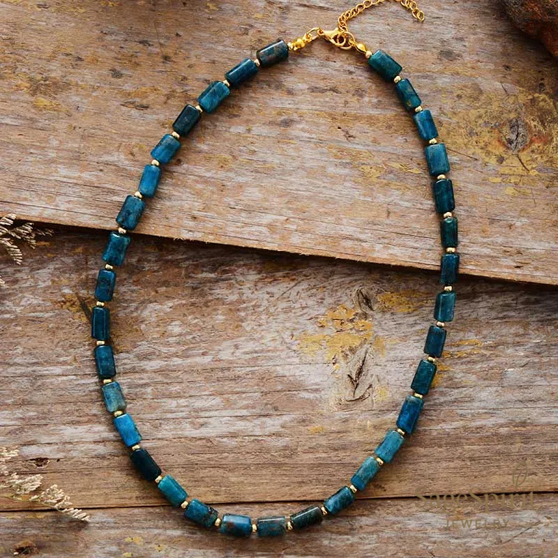 Celestial Apatite Tube Bead Choker