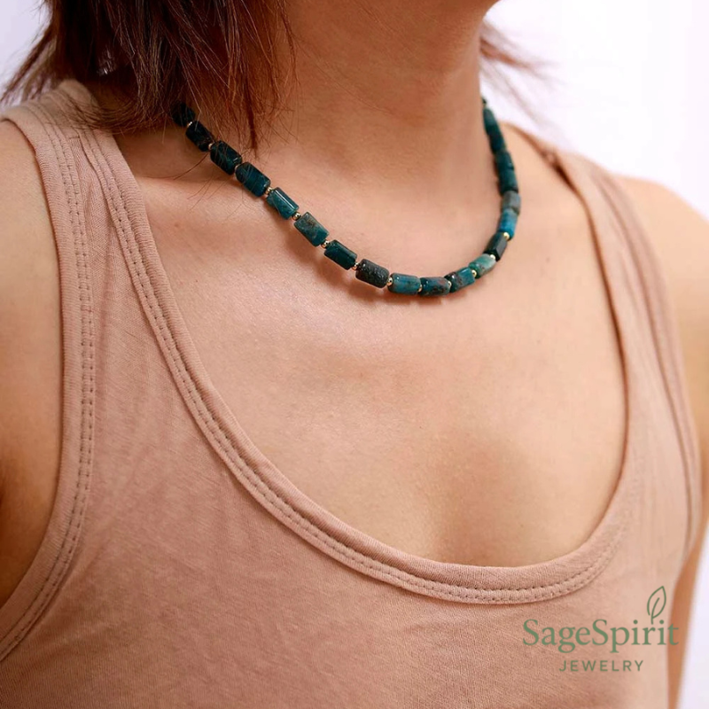 Celestial Apatite Tube Bead Choker