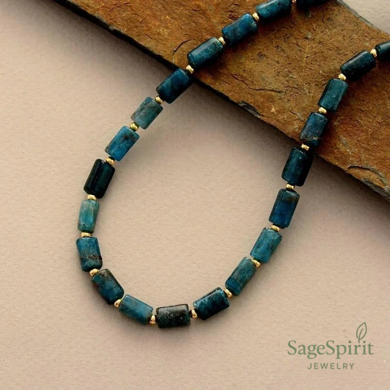 Celestial Apatite Tube Bead Choker