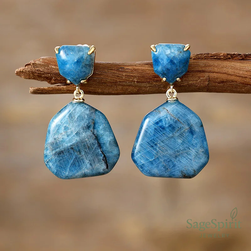 Ocean Spirit Apatite Stud Earrings