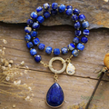 Celestial Lapis Lazuli Feather Pendant Necklace