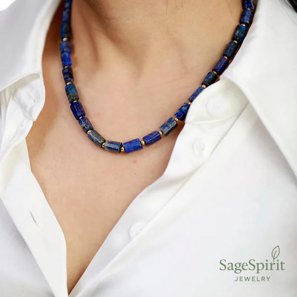 Lapis Lazuli Lariat Choker Necklace