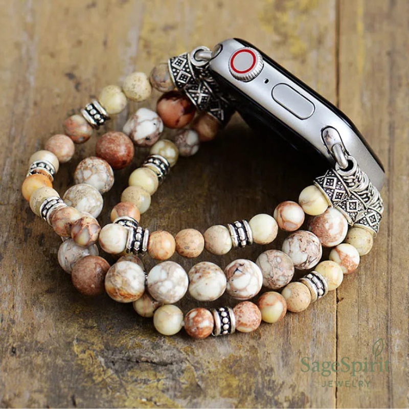 Ivory White Jasper Apple Watch Strap