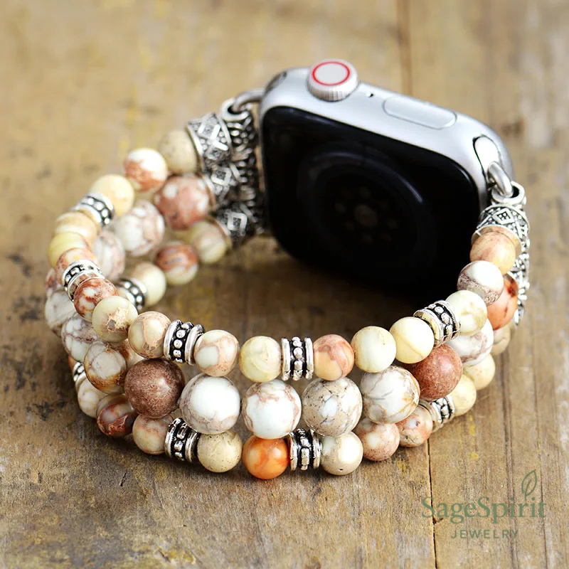 Ivory White Jasper Apple Watch Strap