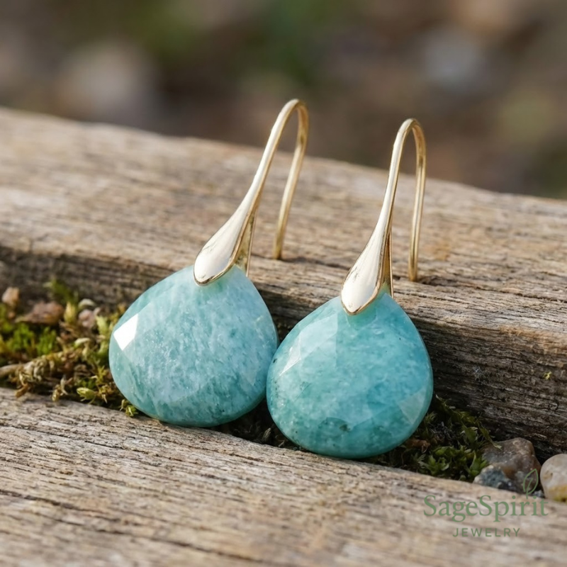Amazonite Dew Drop Earrings