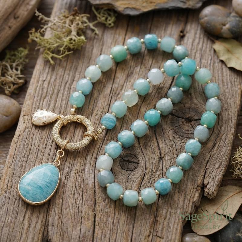 Amazonite Flow Lariat Necklace