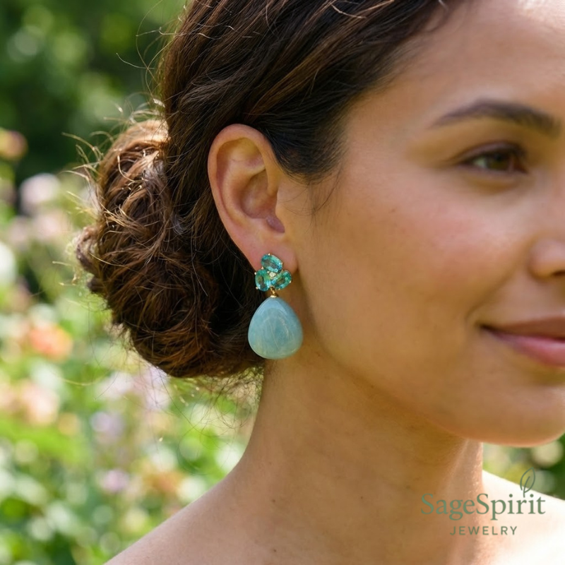 Amazonite Glow Dangle Earrings