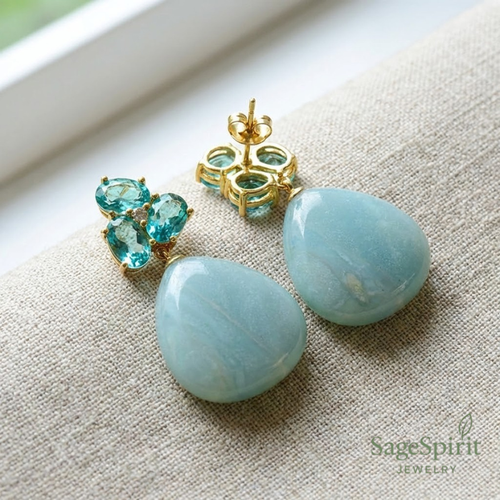 Amazonite Glow Dangle Earrings