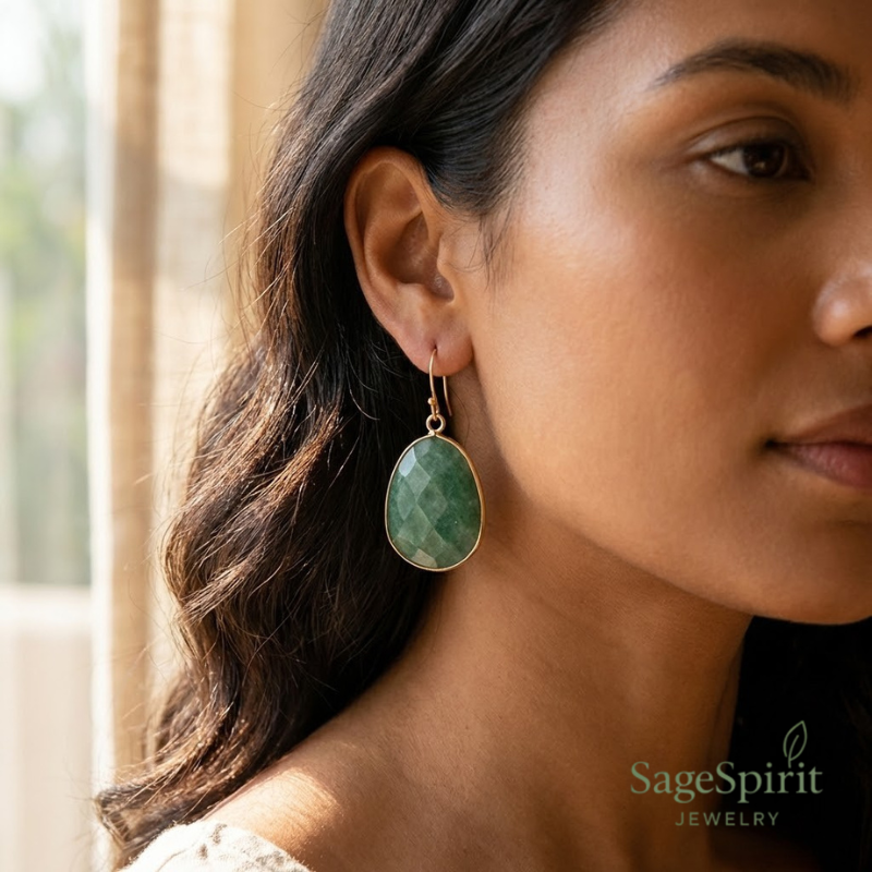 Green Aventurine Earrings - Sage Spirit Jewelry