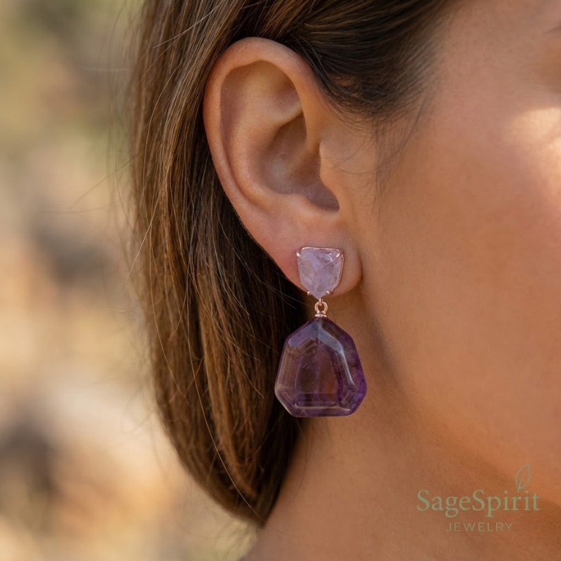 Celestial Amethyst Stud Earrings