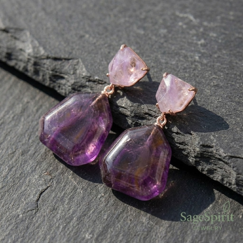 Celestial Amethyst Stud Earrings