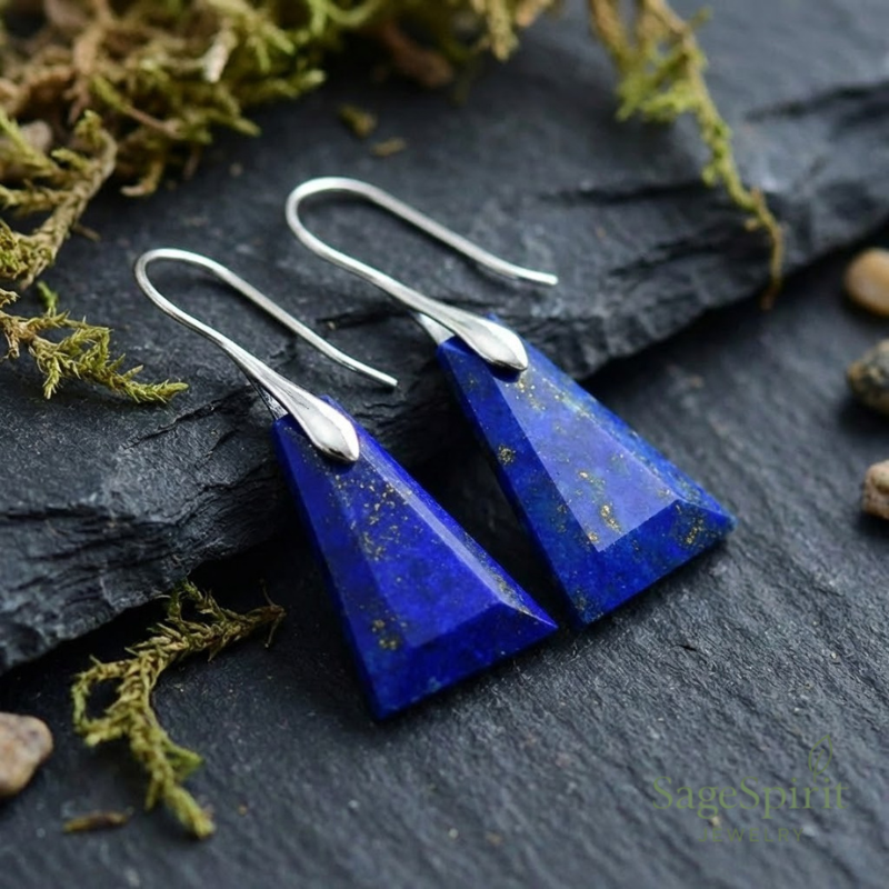 Celestial Lapis Lazuli Drop Earrings