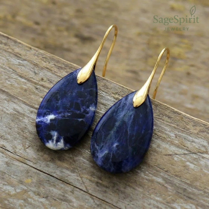 Celestial Sodalite Teardrop Earrings