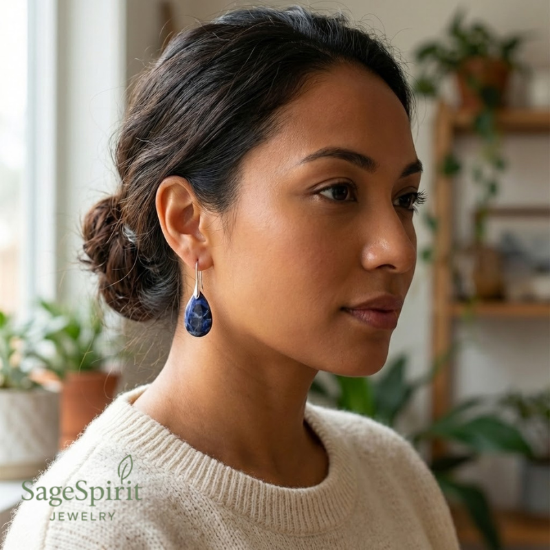 Celestial Sodalite Teardrop Earrings