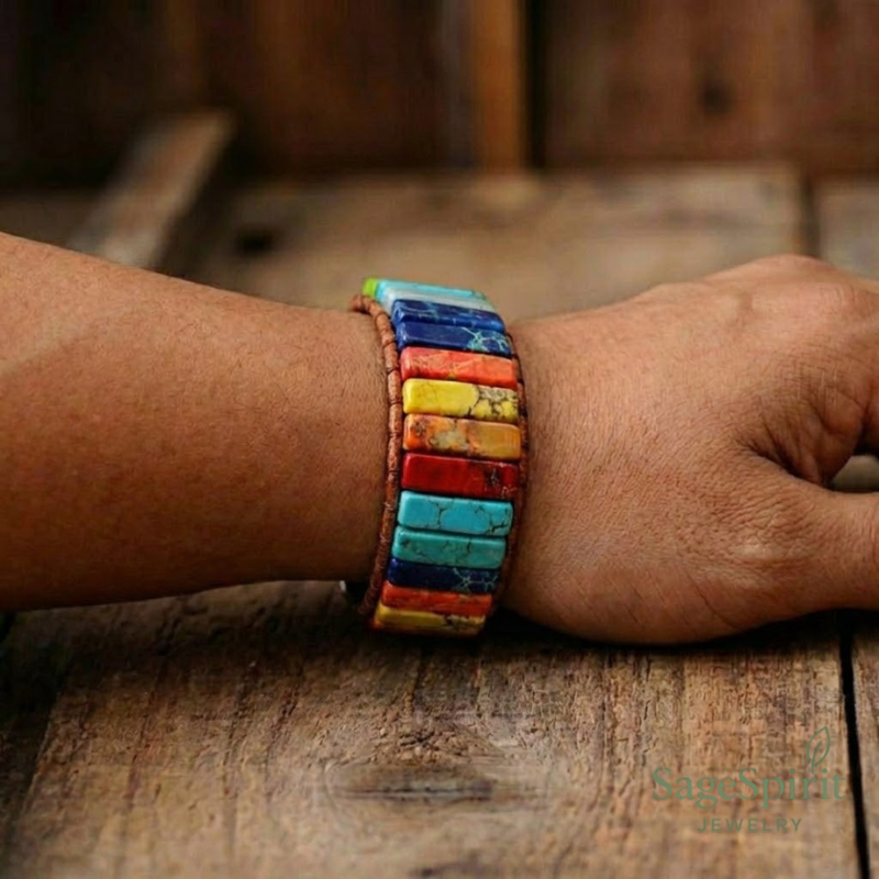 Chakra Alignment Leather Wrap Bracelet