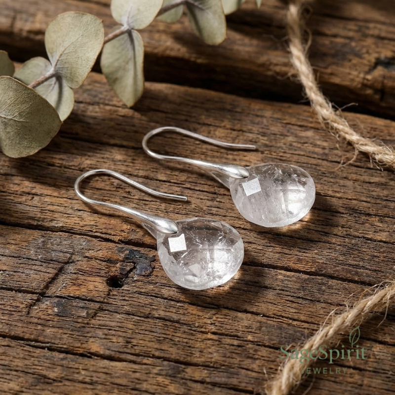 Clear Quartz Dew Drop Earrings