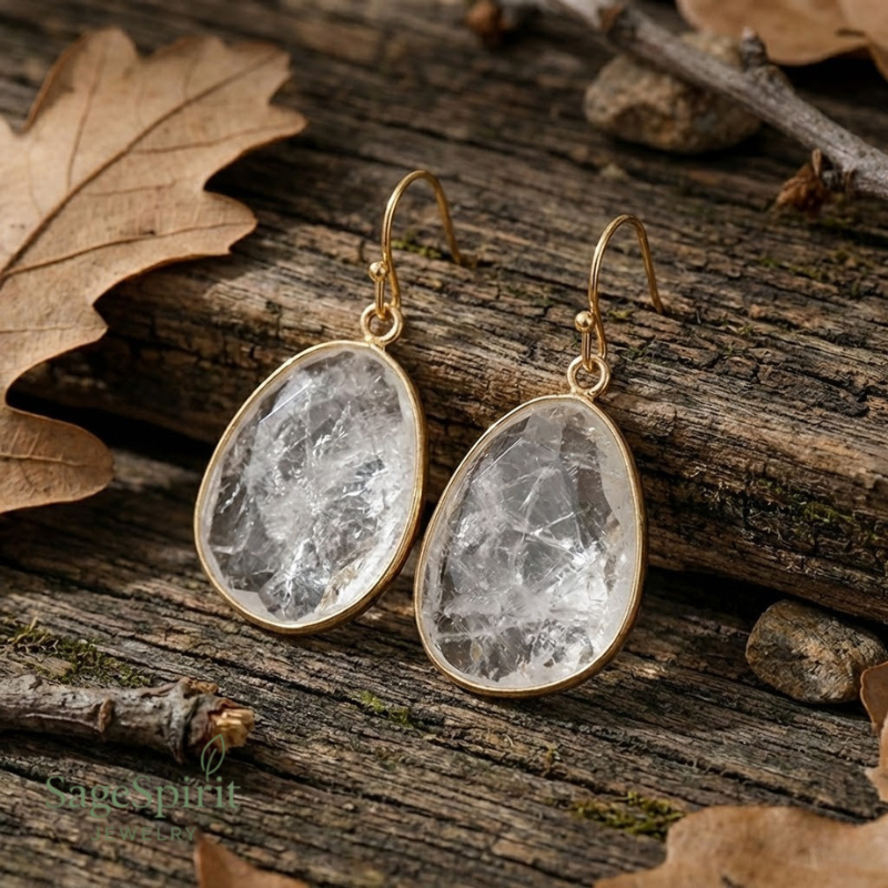 Clear Quartz Drop of Light Earrings