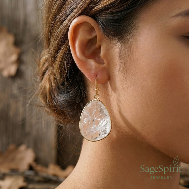 Clear Quartz Drop of Light Earrings