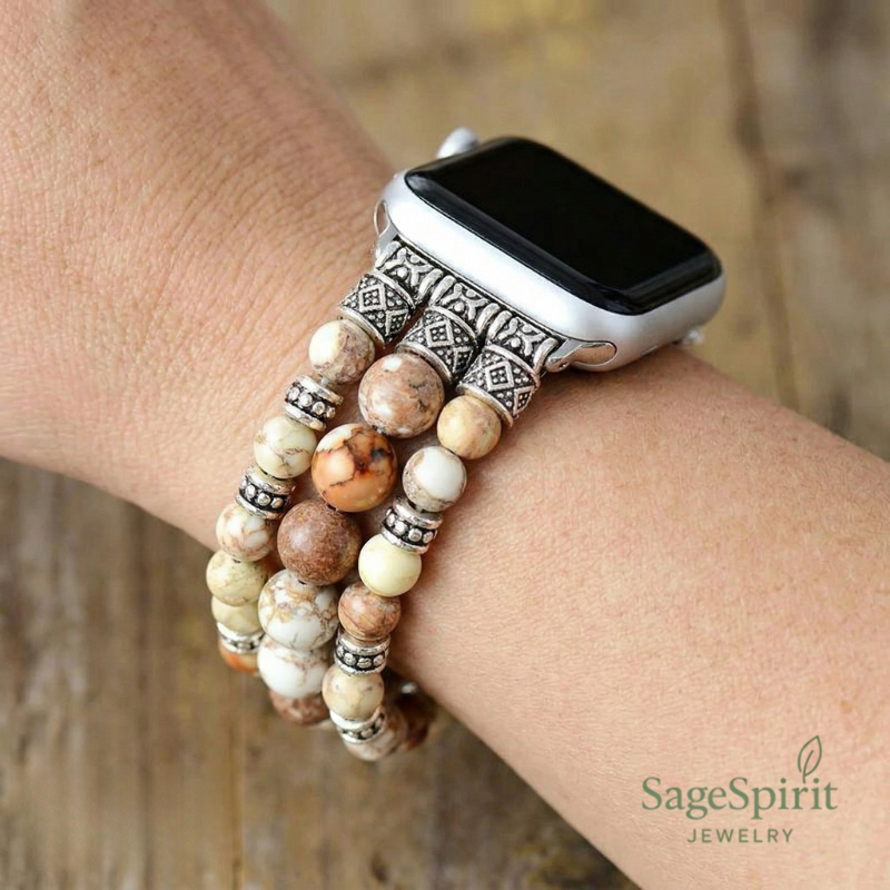 Ivory White Jasper Apple Watch Strap