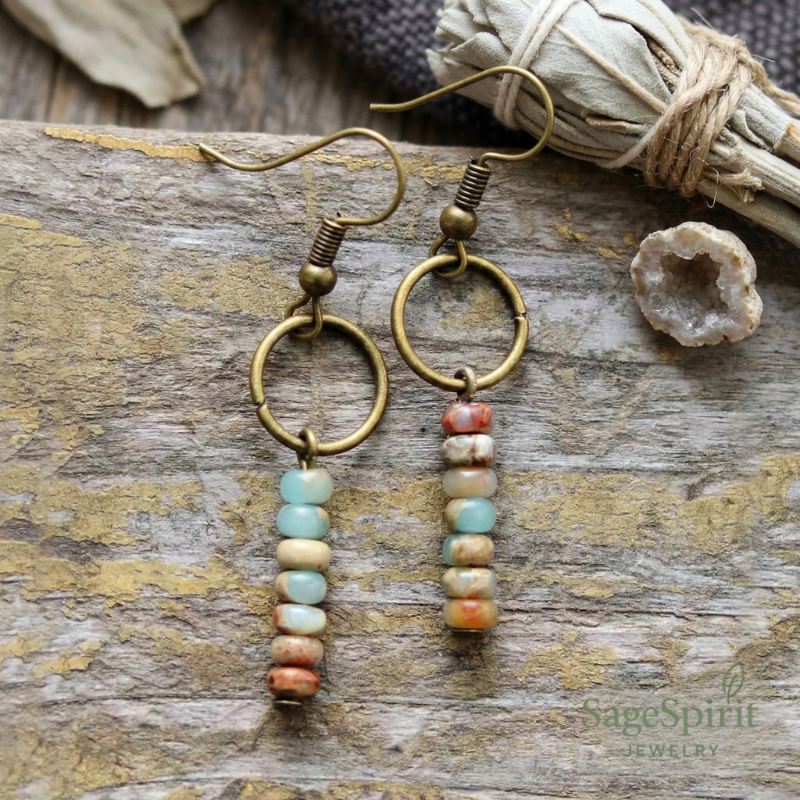 King Jasper Ethnic Circle Earrings
