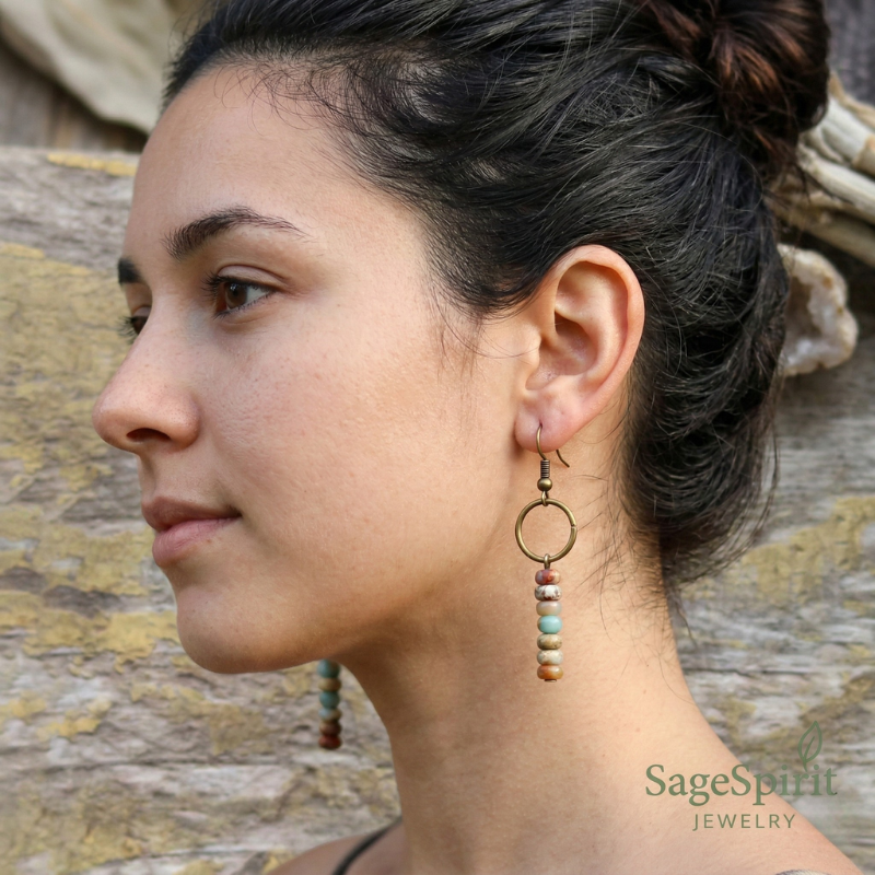 King Jasper Ethnic Circle Earrings